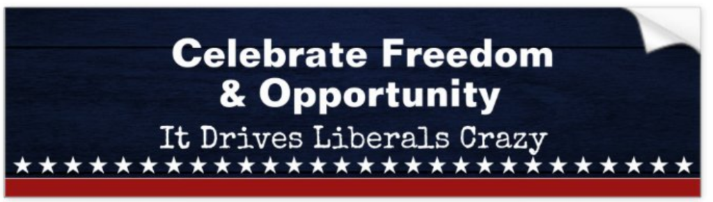 Celebrate Freedom and Opportunity Bumper Sticker